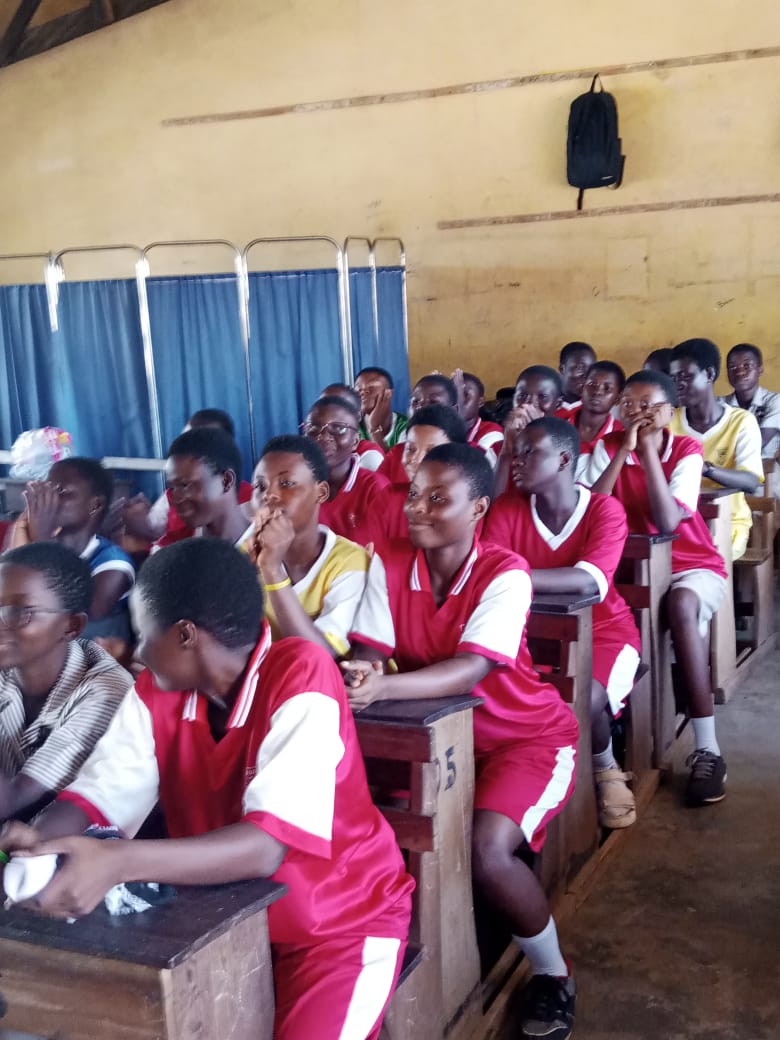 A section of the Odorkor Maclean Basic School pupils enjoying the education on breast cancer